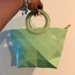 Missguided Light Green Round-Handle Geometric Tote